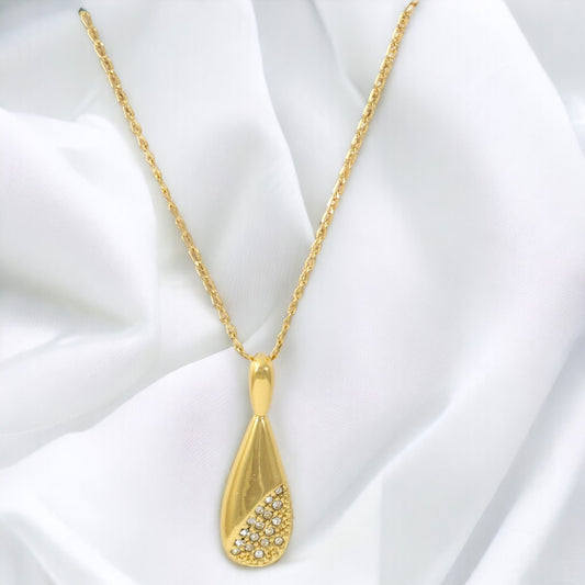 Drop Zircons Necklace Real Gold Plated