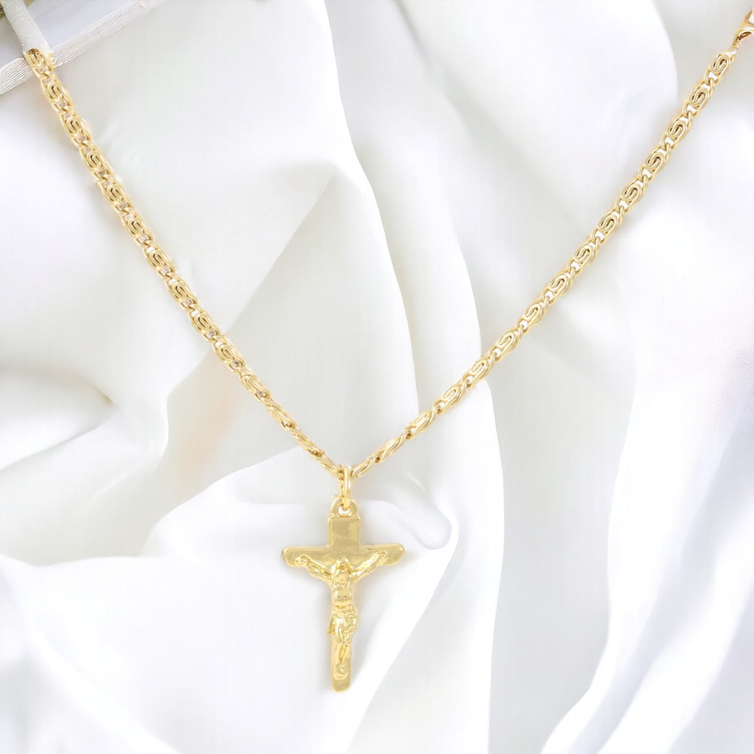 Crucifix Designed Chain Necklace Real Gold Plated 24K