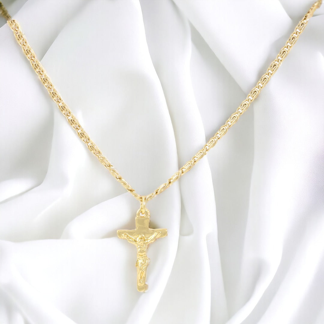 Men's Crucifix Necklace Gold Plated 24K