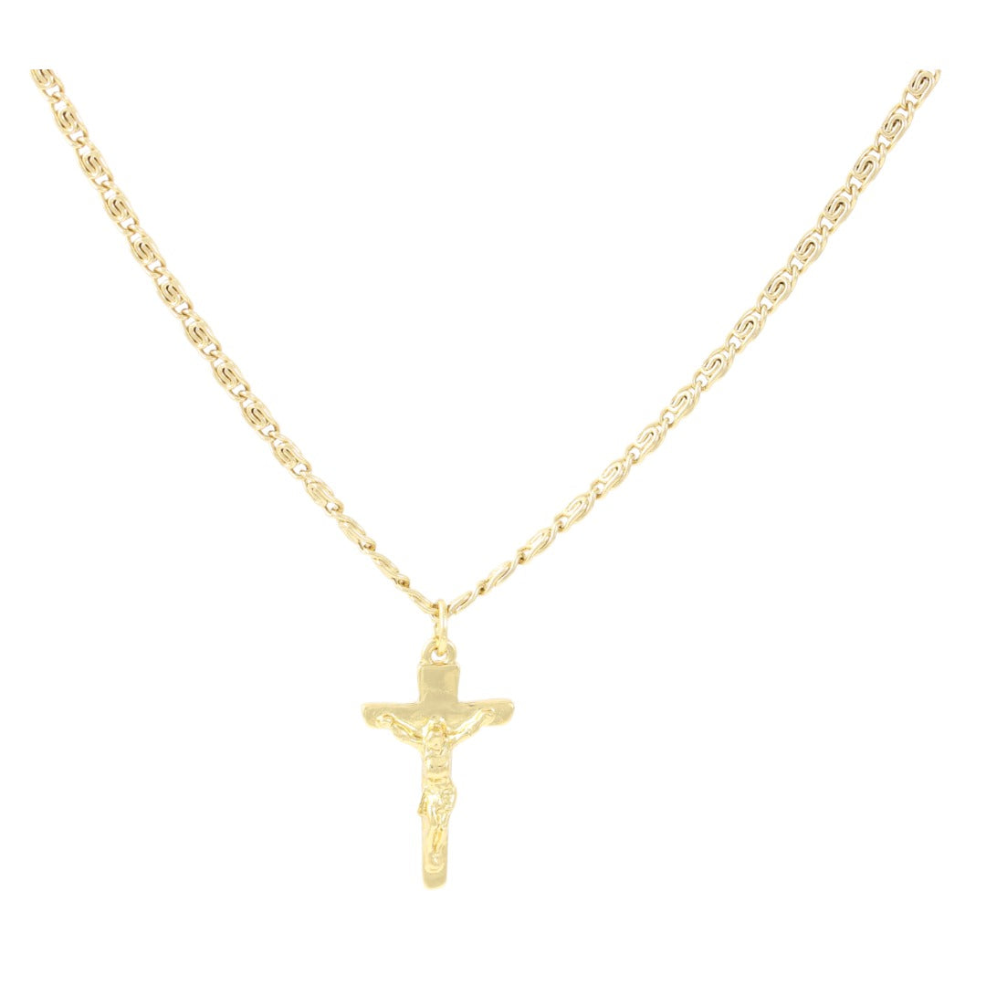 Men's Crucifix Necklace Gold Plated 24K