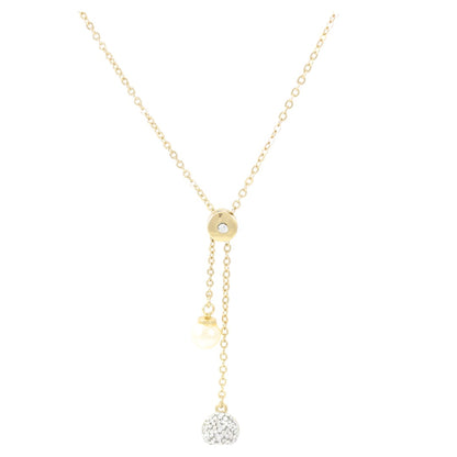 Pearl and gold zircon Gold Necklace Gold Plated 24K