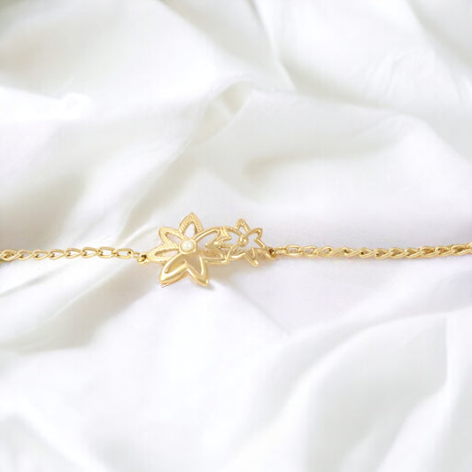 Flower Women's Bracelet Real Gold Plated 24K