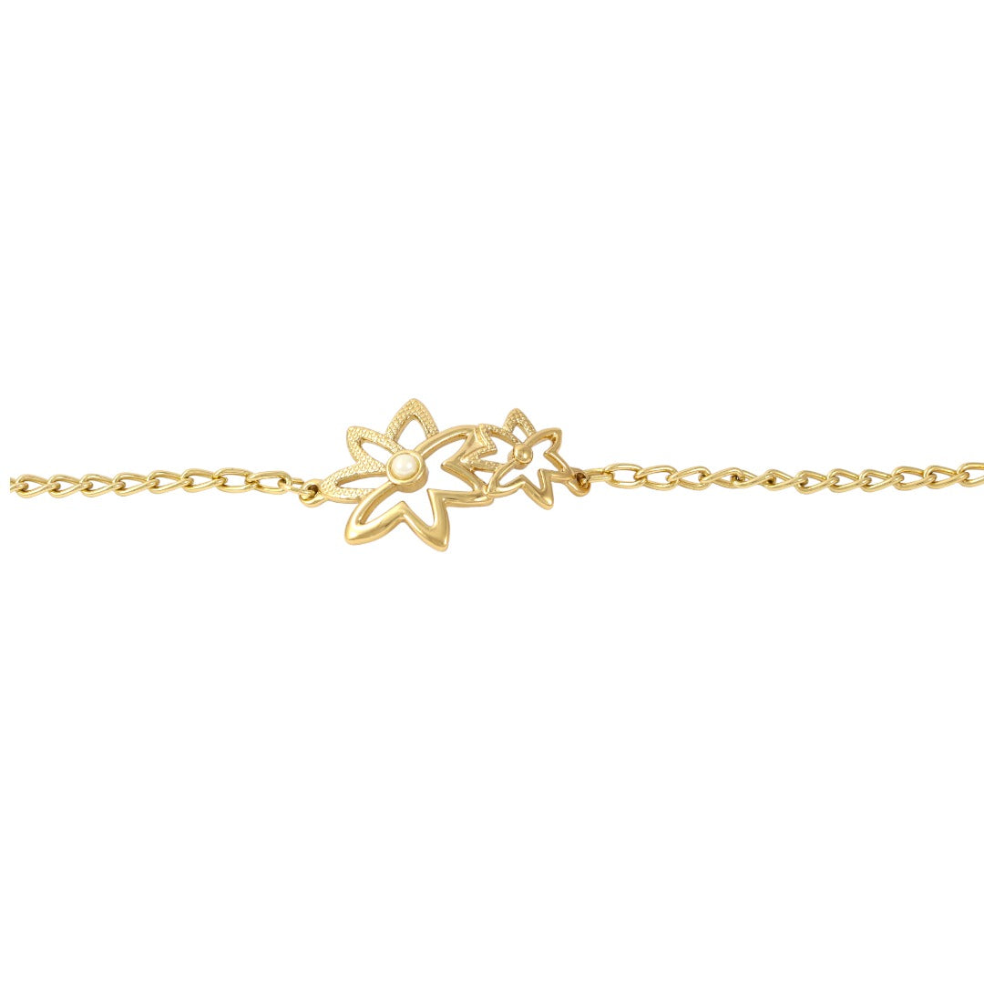 Flower Women's Bracelet Real Gold Plated 24K