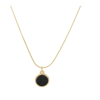 Natural Black Stone Necklace Gold Plated 24K