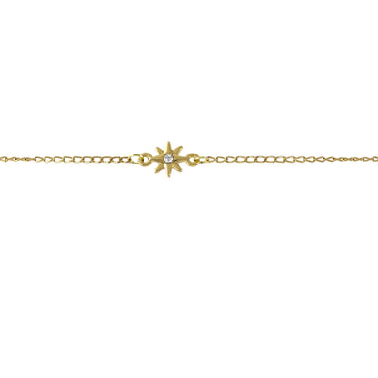 Star with Zircon Bracelet Real Gold Plated 24K Handcrafted