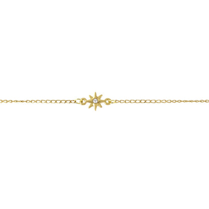 Star with Zircon Bracelet Real Gold Plated 24K Handcrafted