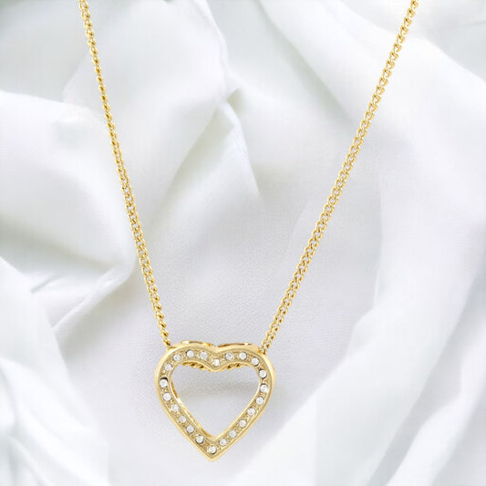 Heart Zircon Necklace Gold Plated 24K