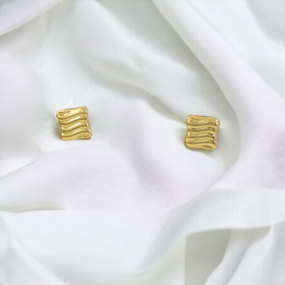 Square Gold Plated 24K Stud Earrings