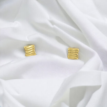 Square Gold Plated 24K Stud Earrings