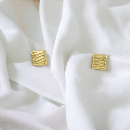 Square Gold Plated 24K Stud Earrings