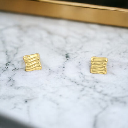 Square Gold Plated 24K Stud Earrings