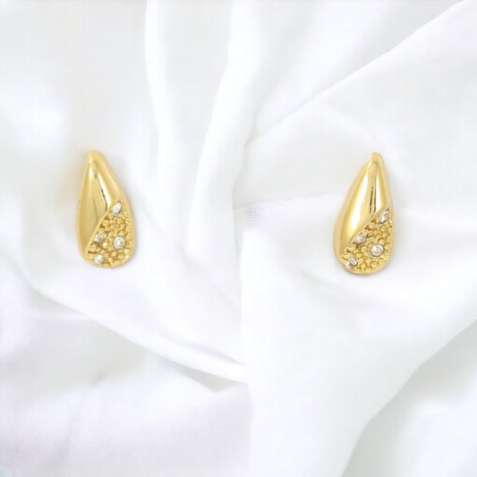 Fancy Designed Drops Gold Plated 24K Stud Earrings