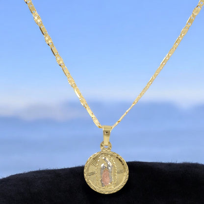 Gold Filled 18K Blessed Virgin Mary Valentino Necklace