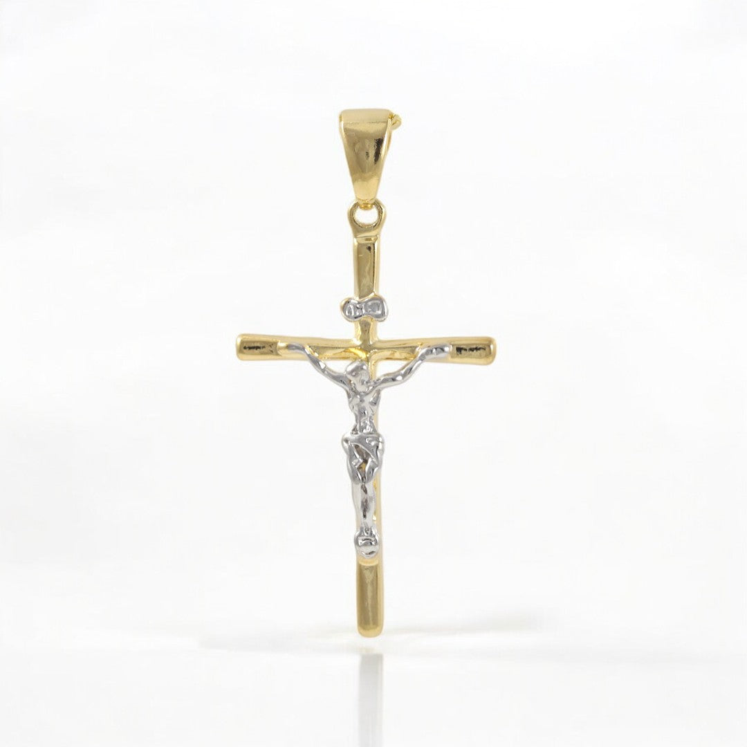 Gold Filled 18K Two Tone Crucifix Large Charm