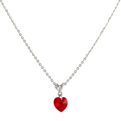 Necklace Red Heart Silver Plated