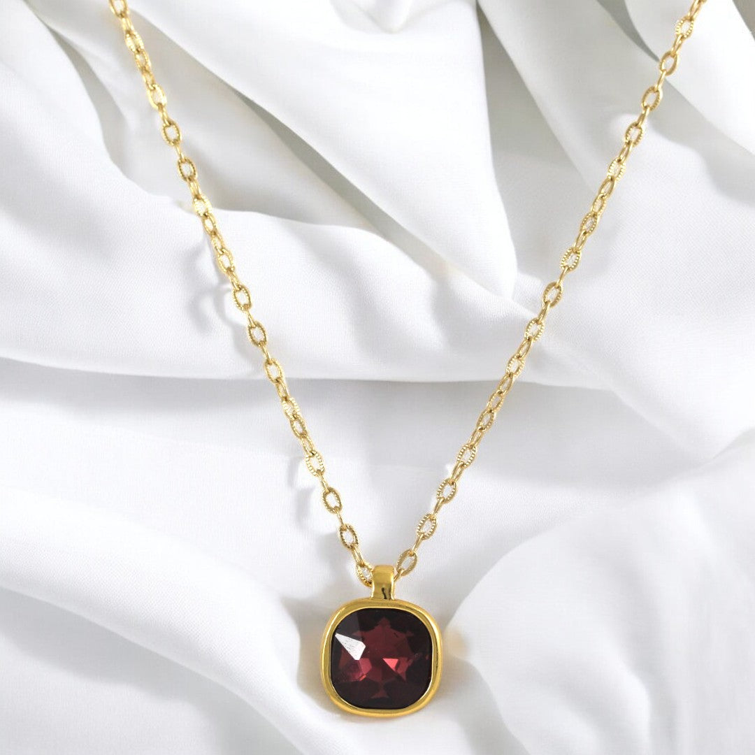 Purple Sapphire Necklace Gold Plated 24K