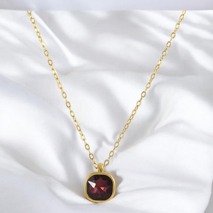 Purple Sapphire Necklace Gold Plated 24K