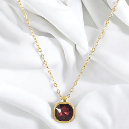 Purple Sapphire Necklace Gold Plated 24K