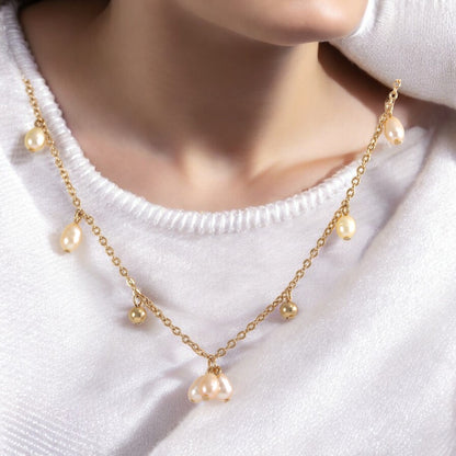 Pearls Rose Gold Plated Necklace