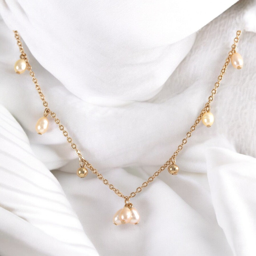 Pearls Rose Gold Plated Necklace