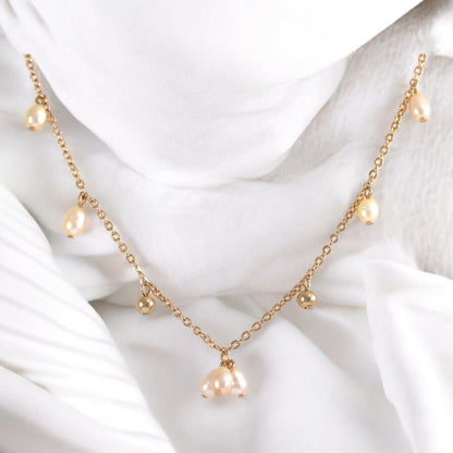 Pearls Rose Gold Plated Necklace