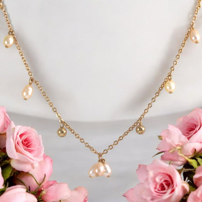 Pearls Rose Gold Plated Necklace