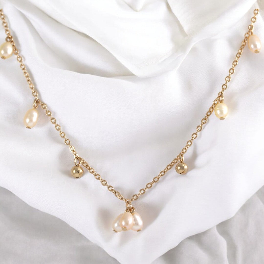 Pearls Rose Gold Plated Necklace