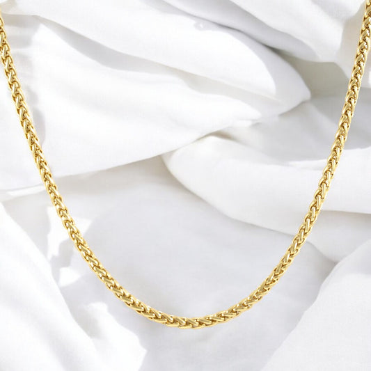 Men's Rope Chain Necklace Gold Plated 24K