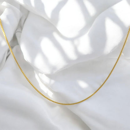 Box Link Necklace 18'' Real Gold Filled 18K