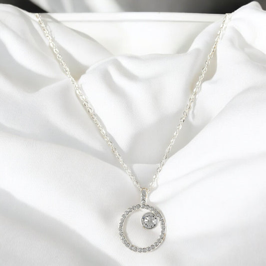 Full Moon Necklace Silver Plated