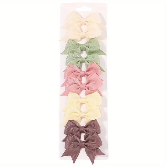 Pair Mini Cloth Ribbon Bow Hair Clip Ruffle