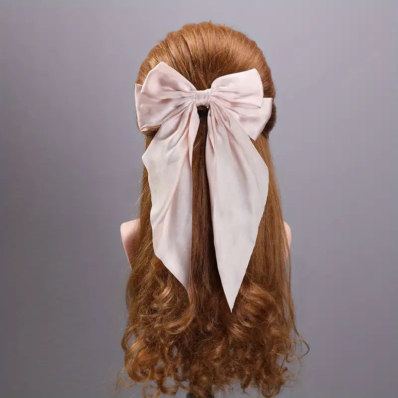 Satin Bow Tie Hair Clip Medium