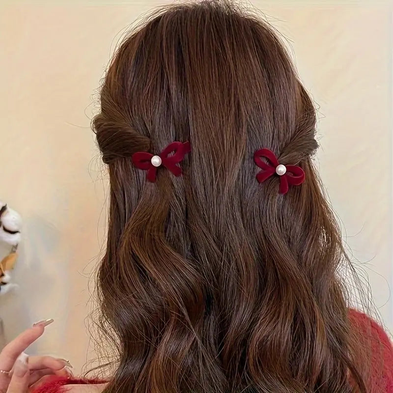 Mini Bow Velvet Hair Clip