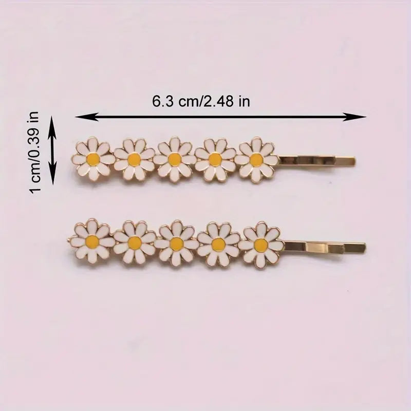 Elegant Fresh Enamel Daisy Hair Clips,