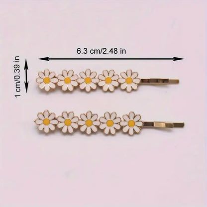 Elegant Fresh Enamel Daisy Hair Clips,