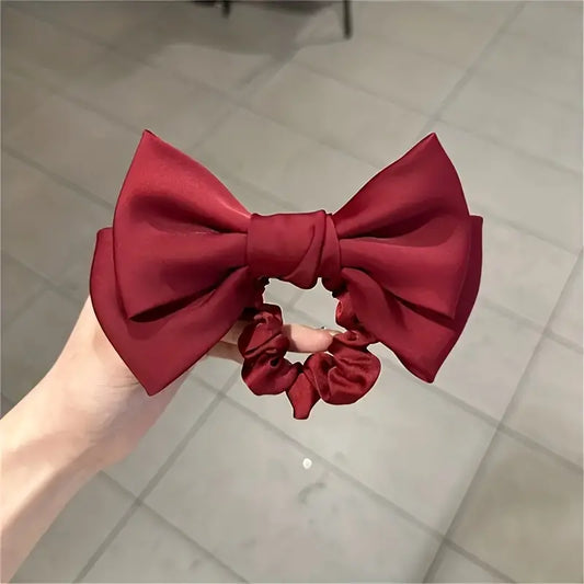 Classic Satin Big Bow Scrunchies Hair Ties