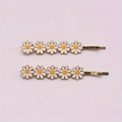 Elegant Fresh Enamel Daisy Hair Clips,