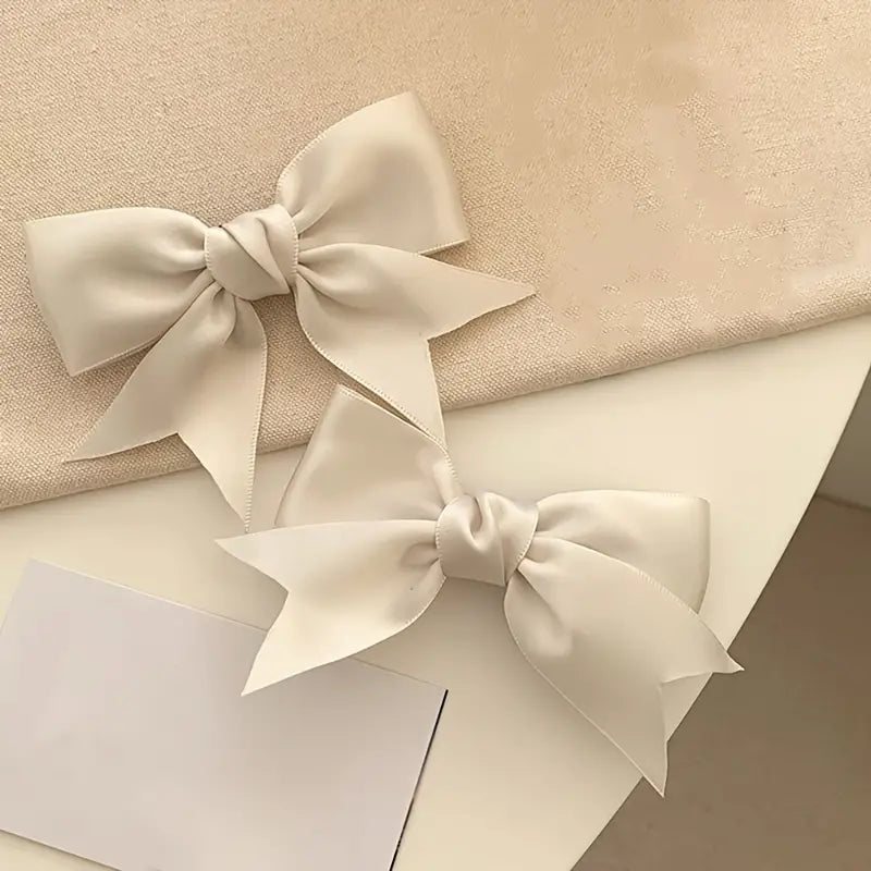 2 Pairs Mini Satin Ribbon Bow Hair Clip