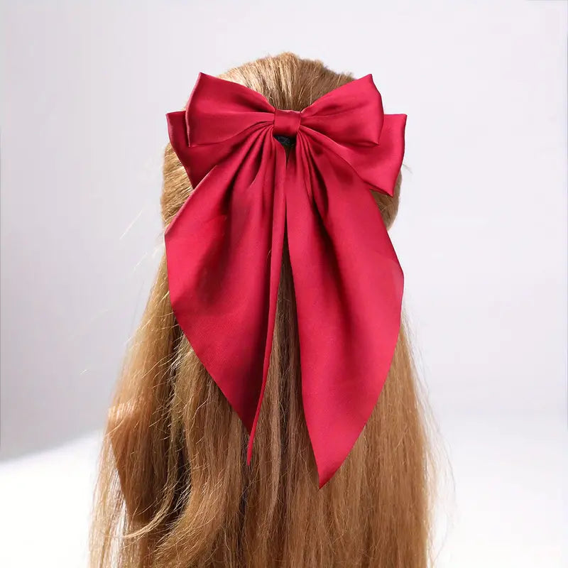 Satin Bow Tie Hair Clip Medium