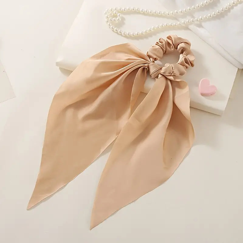 Satin Knotted Bow Hair Tie Scarf Scrunchies