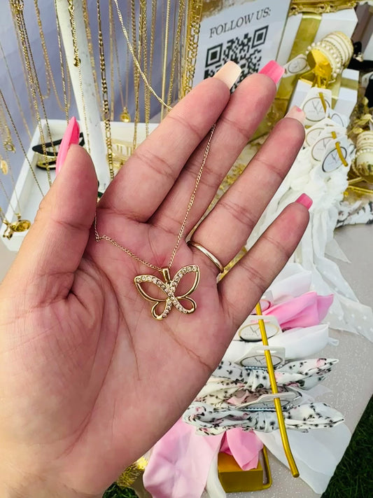 Butterfly Necklace Gold Plated 24K