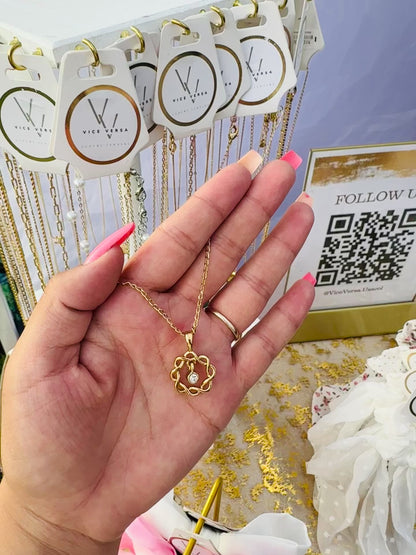 Flower Necklace Real Gold Plated