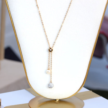 Pearl and gold zircon Gold Necklace Gold Plated 24K